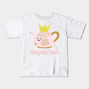 Royal Tea Kawaii Teapot with Crown Kids T-Shirt